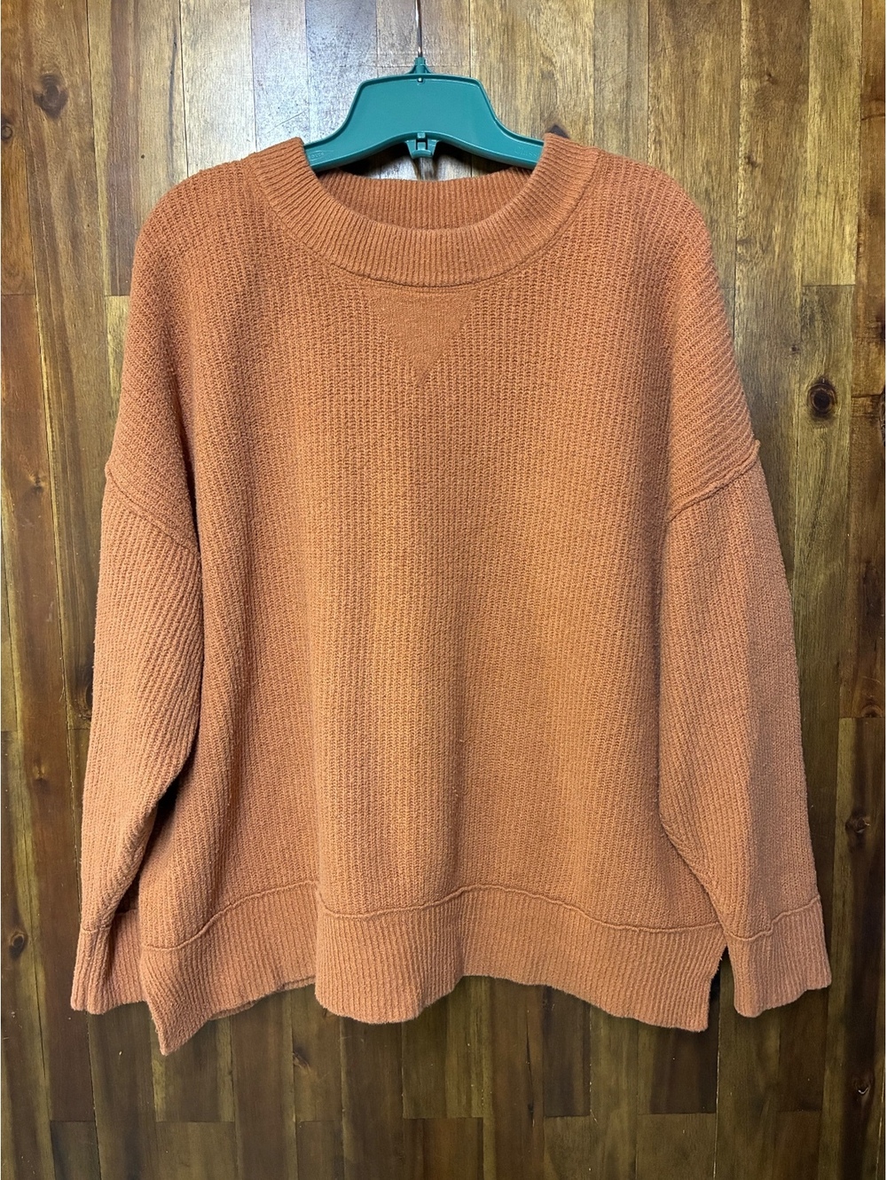 Aerie Ribbed Oversized Crewneck Sweater Burnt Orange Rust Grunge Women’s Small